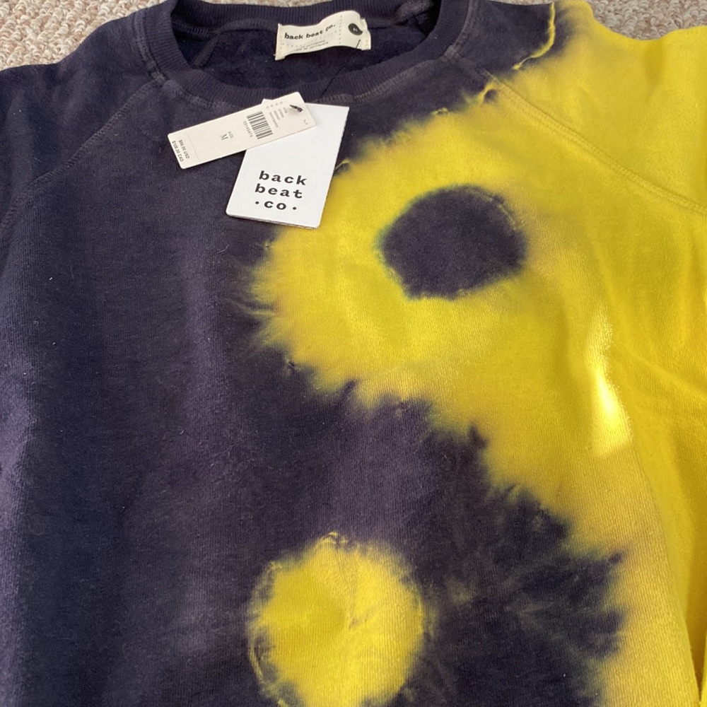 Anthropologie Navy & Yellow Yin Yang Tie-Dye Sweatshirt - Picture 4 of 9
